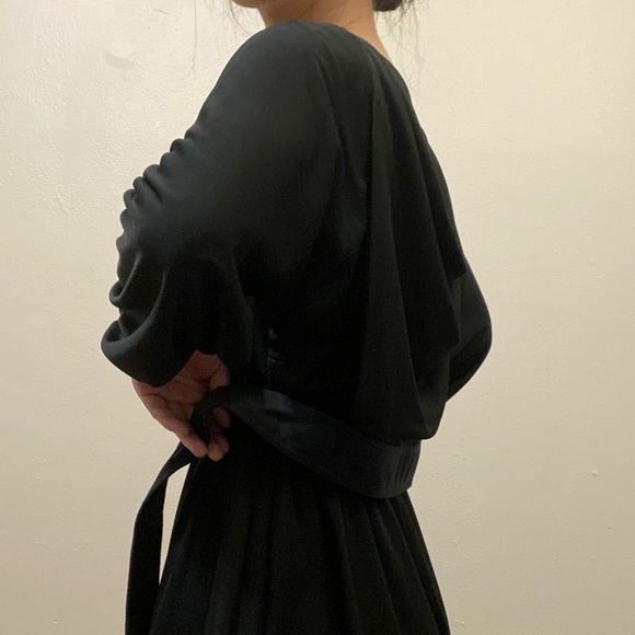 Retro vintage black midi dress w/ cowl back - Picture 6 of 16